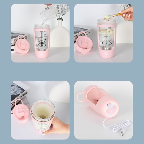 Proteinshake-mixer, Säker Elektrisk Hög Hastighet Proteinshake-flaska | 600ml Kapacitet Mixerkopp, Bärbar USB Laddningsbar Shake-kopp