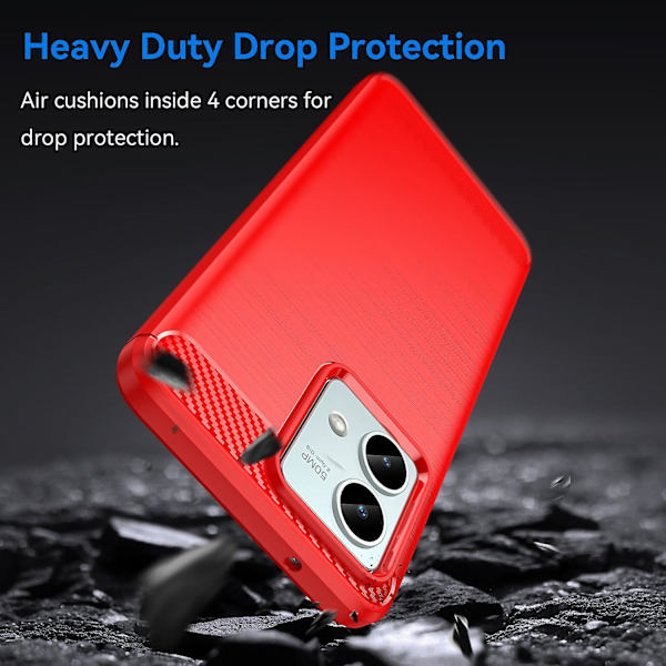 Motorola Moto G84 5G -puhelimen suojakuori TPU-kuori hiilikuitukuvioinnilla - Punainen