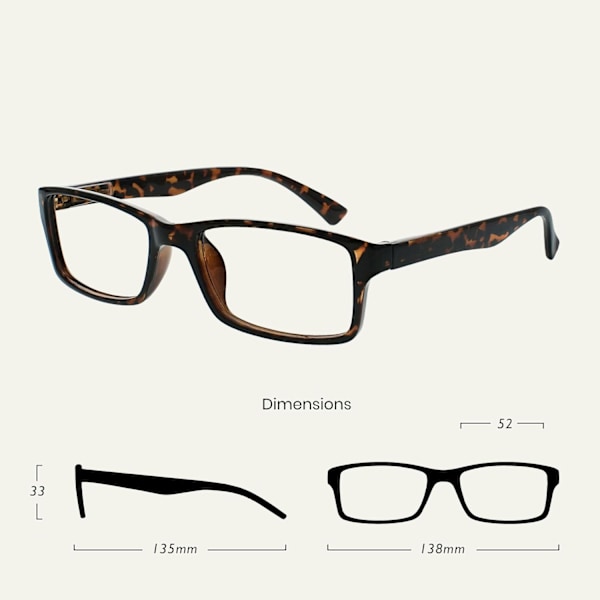 Firma Brun Tortoiseshell Læsebriller Værdi Pakke 4-pak Designer Stil Mænd Kvinder RRRR92-2 +1.50 Brun Skildpadde Brun Skildpadde Brown Tortoiseshell Brown Tortoiseshell +1.50 Magnification