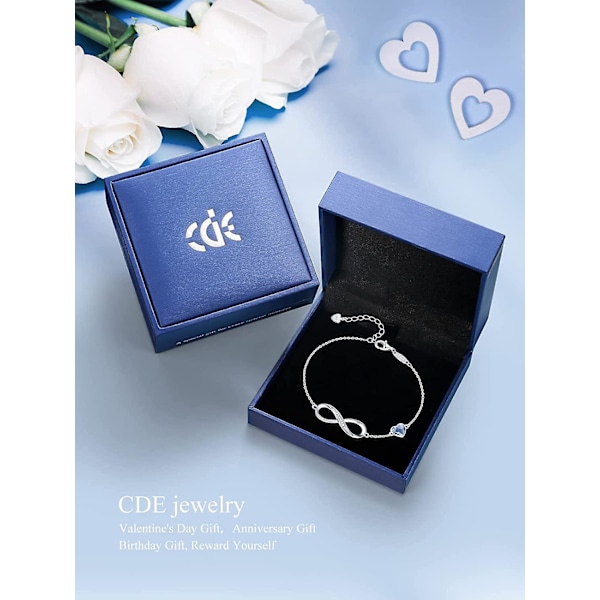 Infinity Hjerte Symbol Charm Armbånd Til Kvinner 925 Sterling Sølv Justerbar Morsdags Smykker Gave Bursdag Valentinsdag Gaver Til Kvinner Mor Wi