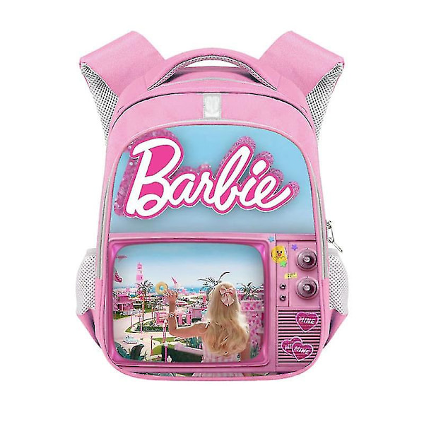 Pinkki Barbie Girl -reppu heijastavalla nauhalla, suurikapasiteettinen oppilaan reppu 10