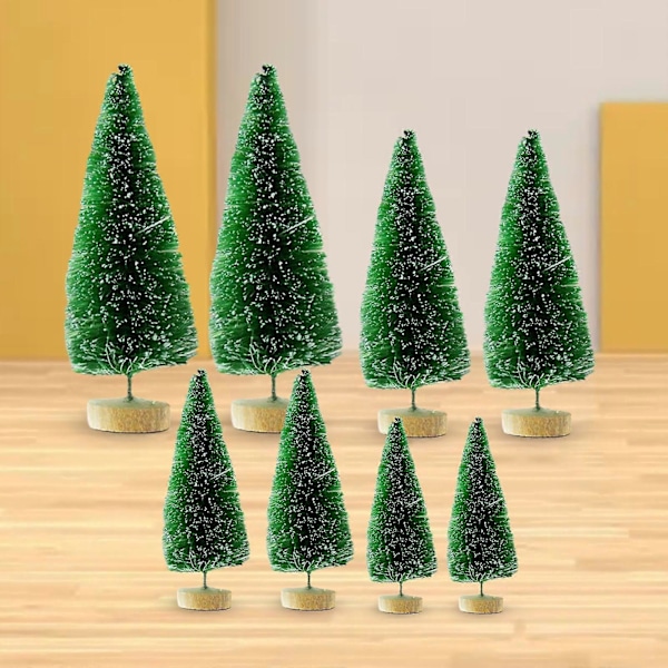 8 st Skrivbordsminiatyrer Tall Mini Konstgjord Julgran för Julfest Light Green