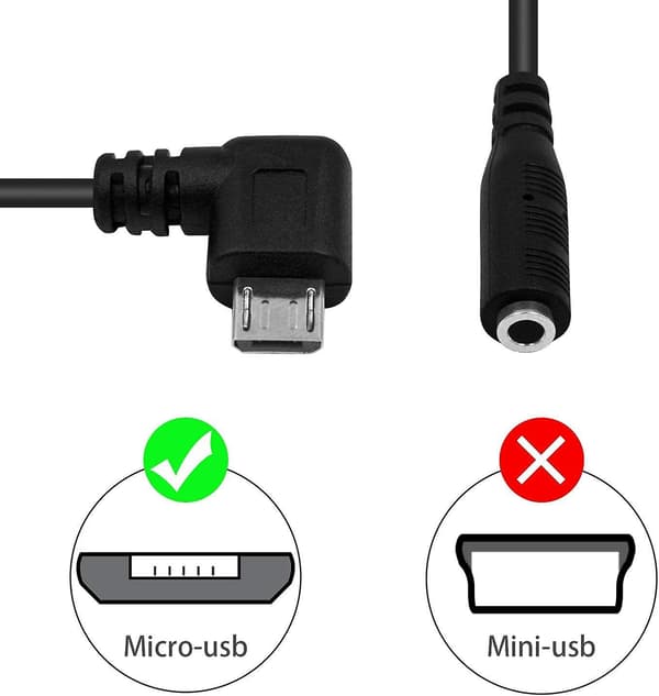 Micro Usb til 3,5 mm Jack Audio Adapter Kabel, Audio til Micro Usb, Vinkelret Micro Usb Han til 4-polet 3,5 mm Hun Kabelledning til Aktiv Clip Mic Mikrofon