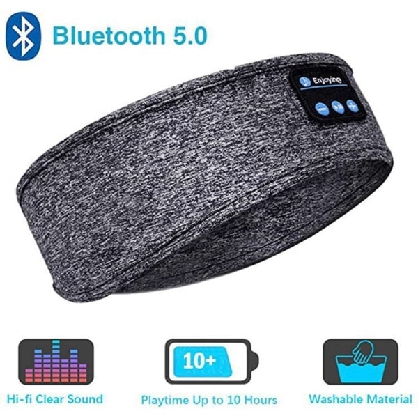 Trådløse hodetelefoner Bluetooth 5.0, sovehørere, sportshørere, sovehørere, sportspannebånd, øyemaske, hodetelefoner, USB 1. Grey