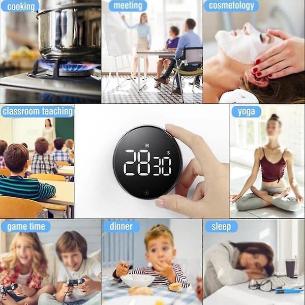 Magnetisk digital timer for kjøkken matlaging dusj studier stoppeklokke LED teller alarm påminnelse manuell E