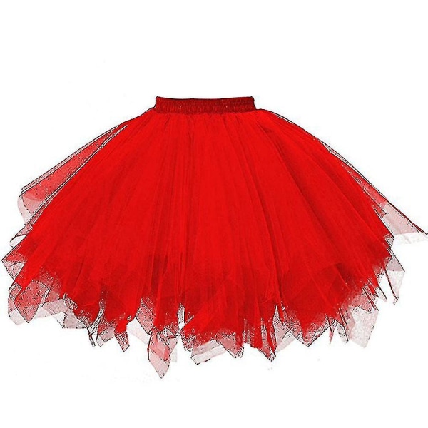 Kvinders højkvalitets plisseret gaze kort nederdel Voksen Tutu dansende nederdel Cy) Red
