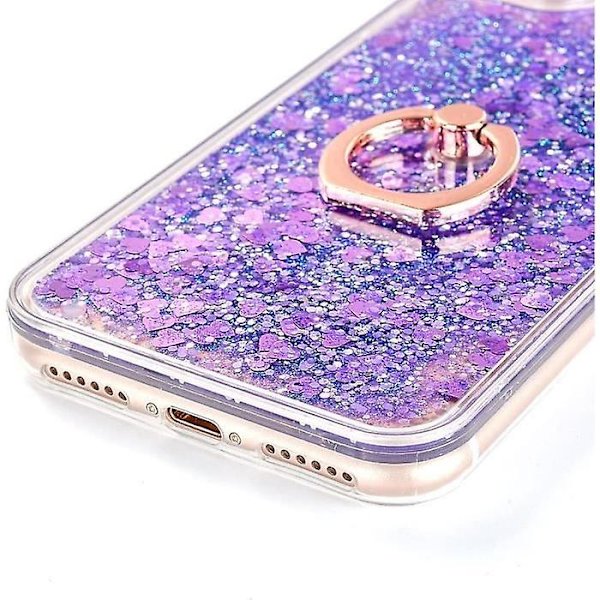 iPhone 6 iPhone 6S Skal Flytande Glitter Transparent Hårt med Ringhållare 360 Graders Rotation