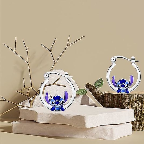 Anime Cartoon Stitch Stud Örhängen Present till Kvinna Flicka