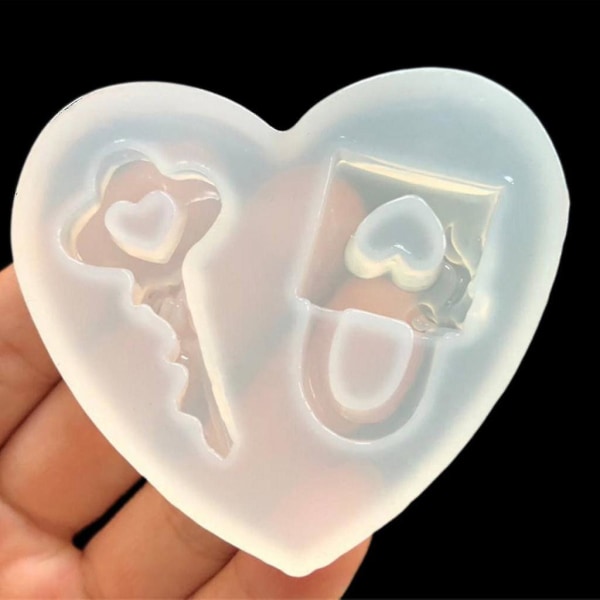 Silikoneforme til nøglelås Hjerteformet vedhæng epoxyharpiksforme til gør-det-selv smykker