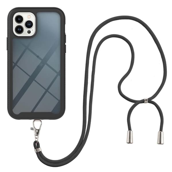 PC + TPU -kotelo kaulanauhalla iPhone 13 Pro Maxille Black