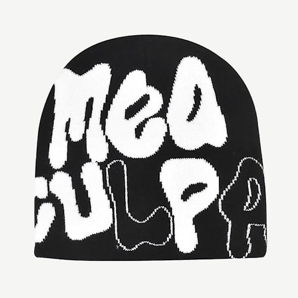 2023 Ny Strikkede Beanies Hat Mænd Kvinder Paragraf Kvalitet Cap Mea Culpa Y2k Varmt Mode Hundrede Tag Kold Hat Til Kvinder Hatte Light Grey 2