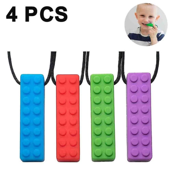4-pack sensoriskt tugghalsband för barn Småbarn med autism, bettbehov, oral motor tuggsticka, bitring Leksaker för autistiska tuggare, tuggummivänlig -sakura