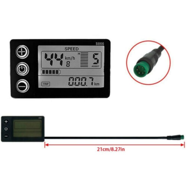 S866 sähköpyörä 24-48v LCD-näyttömittari ohjauspaneeli sähköpyörälle