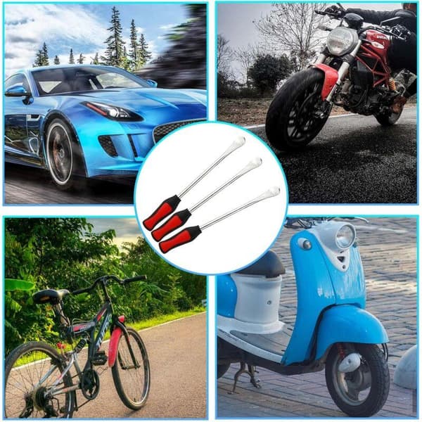 Däckjärnsset med fälgskydd och ventilhattar för motorcykel