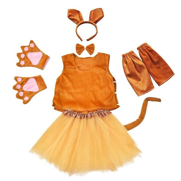 Kid Kangaroo Cosplay Kostyme For Barn Gutter Jenter Bursdagsfest Pannebånd Klær Sko Hale Tutu Kjole Til Halloween Kjole 5 sets 90cm-125cm