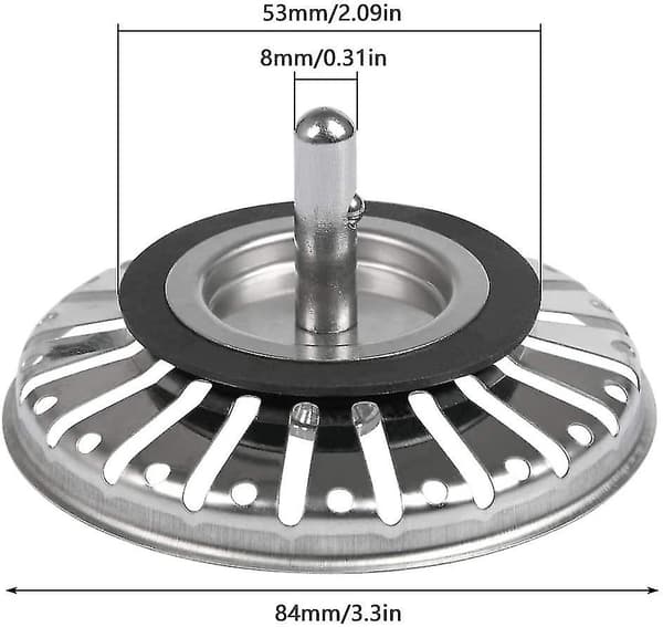2 st. Diskhonssil, Rostfritt Stål Köksdiskhonssil, Hål Diskhonssil, Köks-/Badrumsfilter - 84 mm Diameter