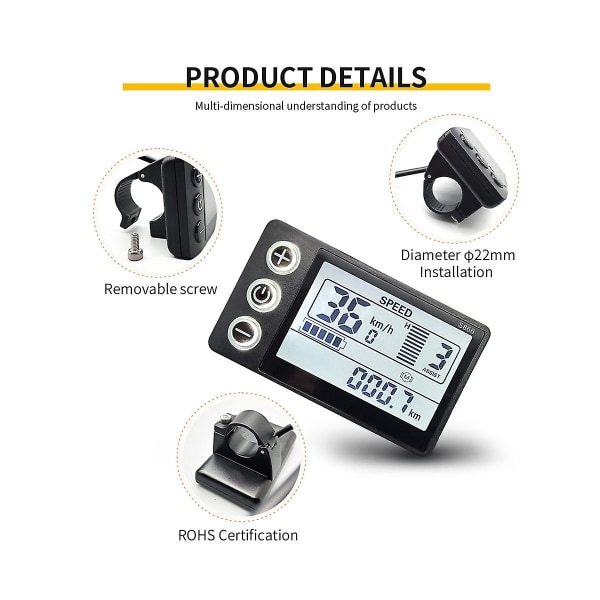 24v 36v 48v 60v vattentät LCD-skärm S866 kontrollpanel Instrumentpanel Elcykeldisplay för el