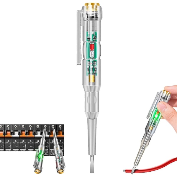 Responsiv elektrisk testerpenn, spenningsdetektorpenn, 24-250v elektrisk testerpenn Skrutrekker, med indikatorlys Testpennsensorspenning