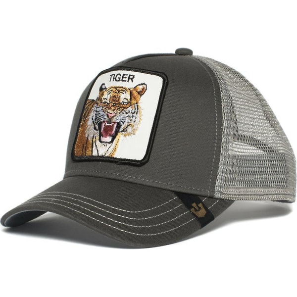 Unisex menn kvinner Animal Form Trucker Baseball Cap Mesh Hat Snapback Hip Hop Sun Caps Grey Tiger