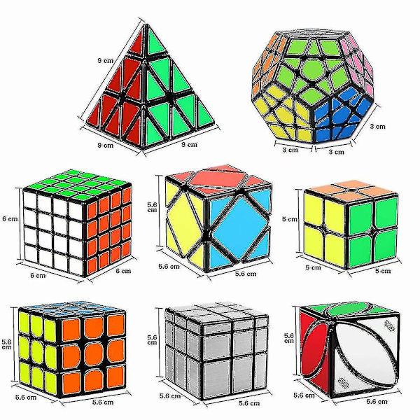Speed Cube Sæt, Magic Cube Bundle 2x2 3x3 4x4 Pyramide - Legetøjspuslespil Cube Til Børn Og Voksne Sæt Af 8