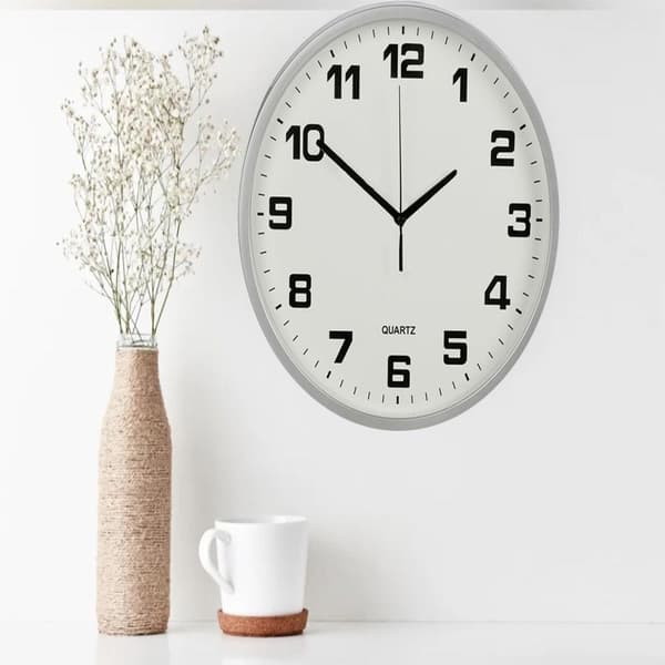 Large Wall Clock, Non-Ticking, Silent, 20cm Round Second Hand