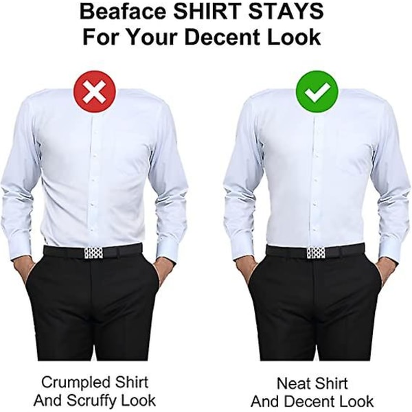 Skjorta för män Skjorta Strumpeband För män Elastisk justerbar skjortahållare Skjorta med låsande halkfria clips (1 par, svart)