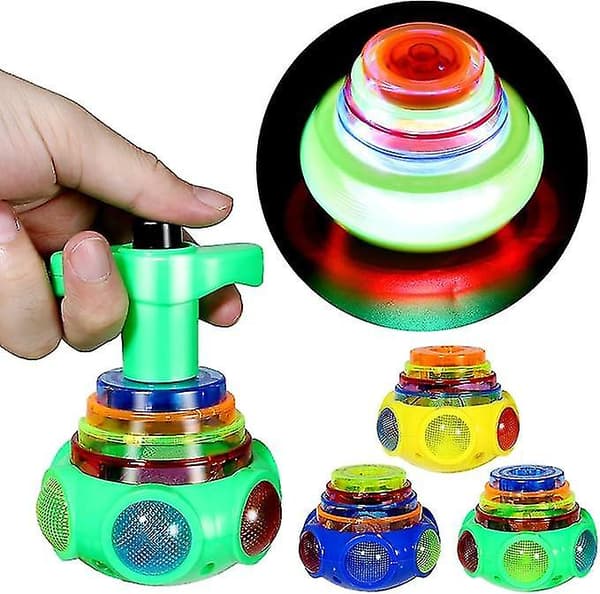 Spinning Top Gyro Spinner Laser LED Musik Flash Light Barnleksaker Julklappar