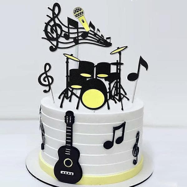 Musiknoder Kagepynt, Musiktema Fødselsdagsfest Tilbehør, Musiknoder Cupcake Pynt Guitar Kagepynt Til Musikerfest Baby Shower