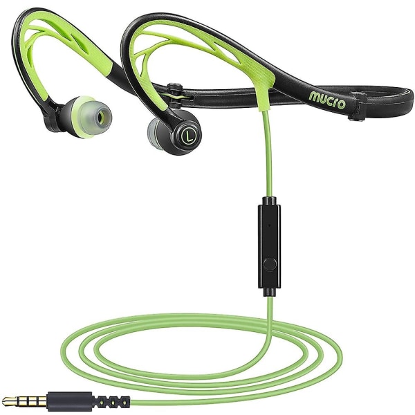 Mucro sammenleggbare løpesportshodetelefoner med ledning, natt-halsbånd, stereohodetelefoner i øret, kabellengde: 1,2 m