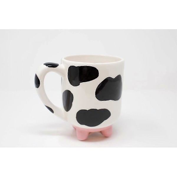 Boston Warehouse Udderly Ko-mugg med halkfria silikonfötter, handmålad keramik, 590 ml