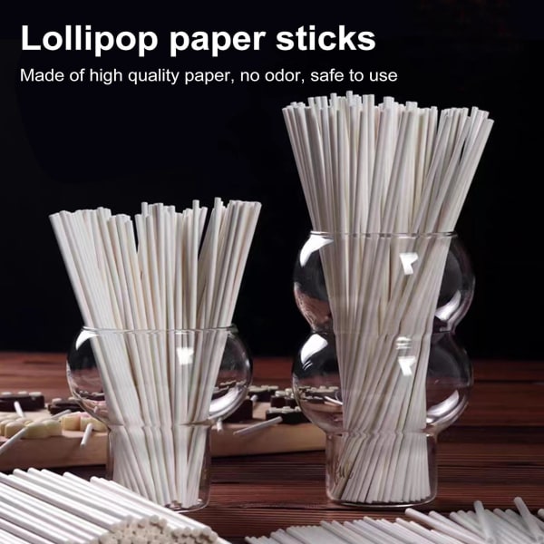 100 kpl Lollipop Stick Monipuoliset karkkipaperitikkut Tee tee-se-itse kakunpäälliset paperitikku jälkiruokien koristeluun XL
