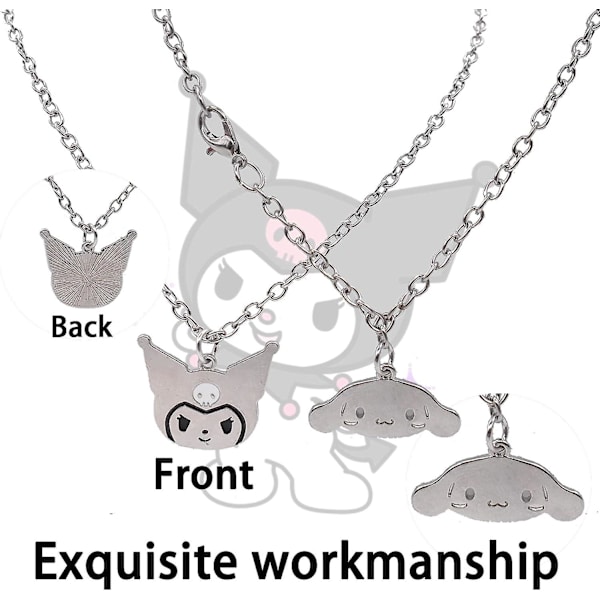 Halsband för flicka - 2 st Kuromi halsband, Cinnamoroll halsband Bästa vän Alloy halsband Justerbart halsband Armband Set