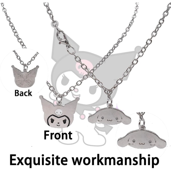 Halskæde til pige - 2 stk Kuromi Halskæde,cinnamoroll Halskæde Good Friend Alloy Halskæde Justerbar Halskæde Armbånd Sæt