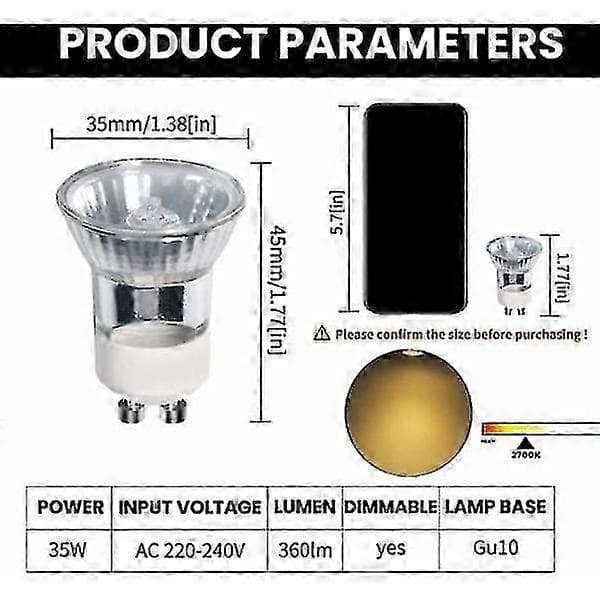 8 stk Gu10 Halogenlampe Reflektor-35w / Varm Hvit /2700k