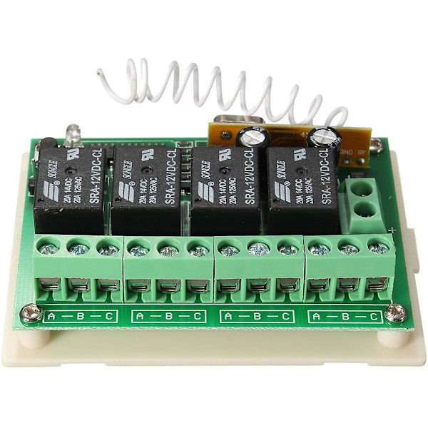 433 MHz langaton DC 12 V 4-kanavainen kauko-ohjain pitkän matkan RF-relekytkin 2 lähetintä + 1 vastaanotin autotallin ovelle/porttihälyttimelle