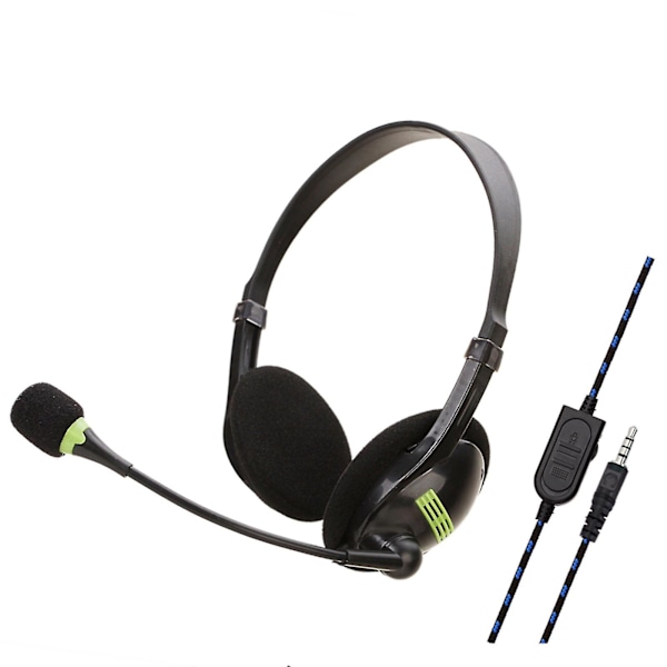 Telefonhovedsæt til kontor med ledningsstyring, åndbare mesh-ørekopper, computertilbehør