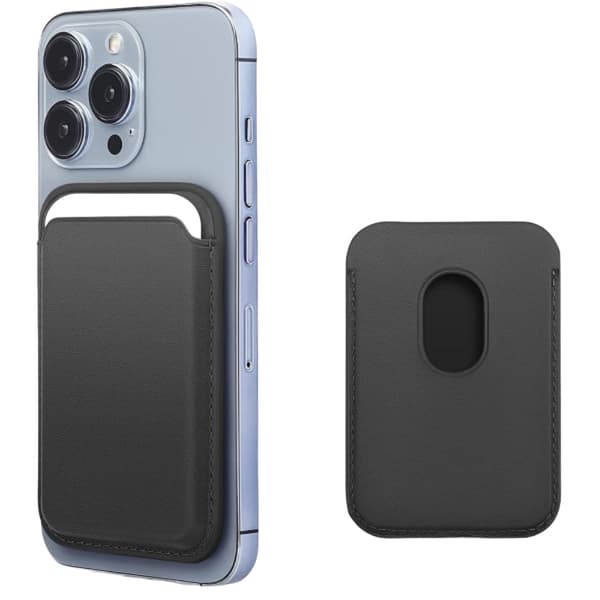 Läderplånbok kompatibel med iPhone, magnetisk korthållare