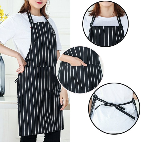 Kokkeforkle Pure Pinafore SVART STRIPE