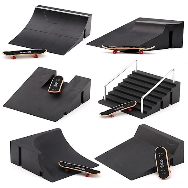 Mini Skateboards Half Pipe Finger Kit Ultimative Skateparker Træningsrekvisitter Øvelse for Børn og Voksne Gaver B