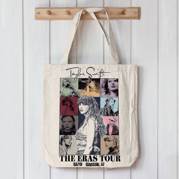 Taylor Swift The Eras Tour Canvas Shoppingväska Shoulder Tote Shopperväskor Presenter till Ts Fans Musikälskare