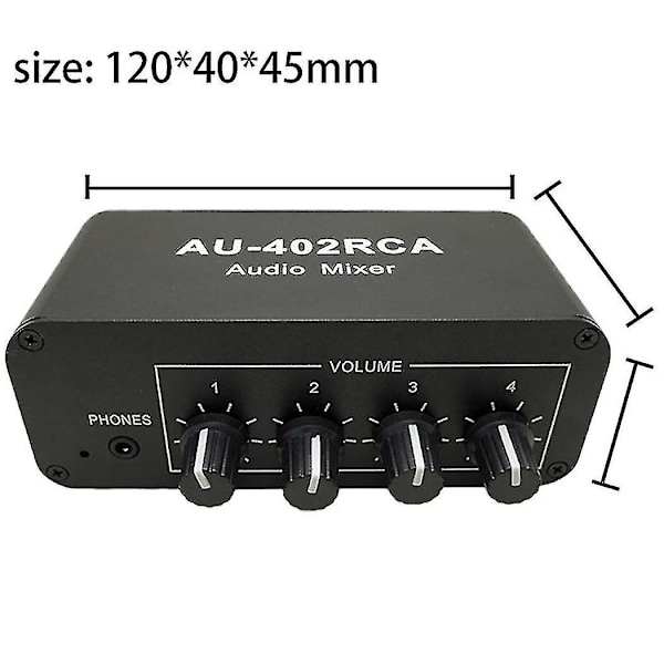 Multi-kilde Rca Mixer Stereo Audio Reverberator Audio Switch Switcher 4 Input 2 Output Driver Head