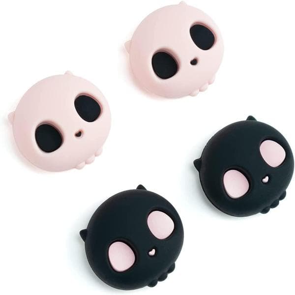 Søde silikone Joy Con tommelfingergreb, joystickbeskyttelse kompatibel med Nintendo Switch/OLED/Switch Lite, 4 stk. - Pink Dødningehoved