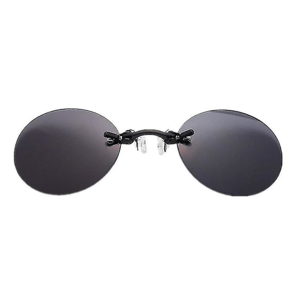 Clip On Nose Briller Runde Kantløs Matrix Morpheus Solbriller Mini Innrammeløse Vintage menn Briller Black