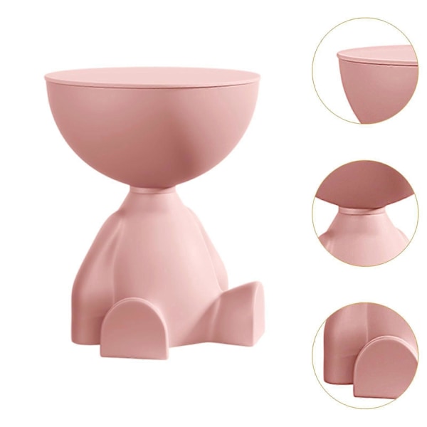 Sofakantbord Lille Husholdnings Skulptur Figur Statue Møbel Flad Hoved Sød Drikkebord til Badeværelse Kontor Hjem Terrasse Pink