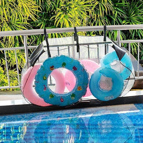 Pool Float Net Opbevaringspose, Mesh Pool Legetøjspose, Legetøjsopbevaring til Pool, Pool Float Net Opbevaringspose med Justerbare Stropper, Foldbar Pool Float Opbevaringsorgan Black