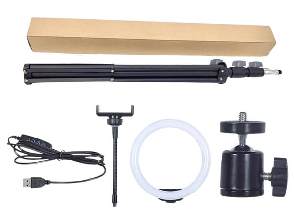 LED-ringlys + stativ - Mobilholder med 3 farvetoner 790