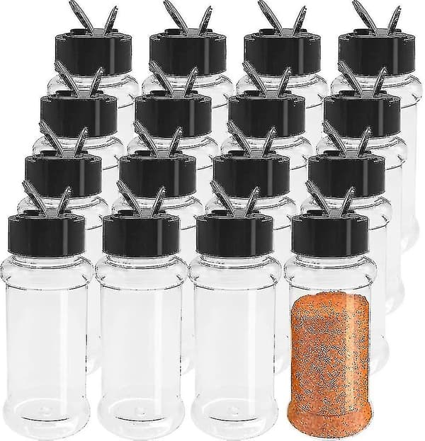 16-pack 3,5 oz Plastkryddburkar, tomma kryddburkar med shaker