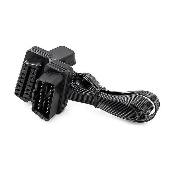 Obdii Extension Dual Connector Y Splitter Obd Obd2 16pin han-til-hun-forbindelse flad+tynd til black