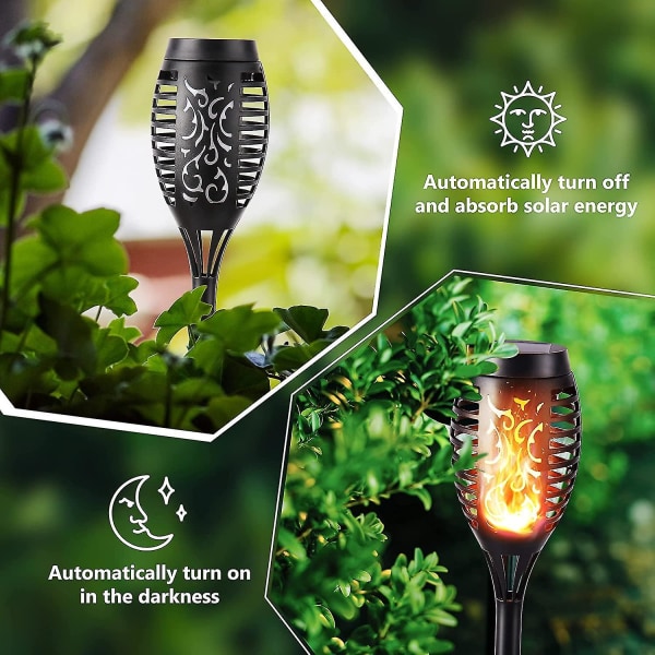 Utomhus Solar Flame Lights - 6-pack vattentät Solar Torch Light, Solflimrande Flame Light för inredning, trädgård, uteplats, stigar, gräsmatta Outdoor Solar Fla