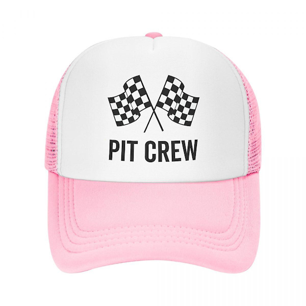 Muoti Kilpa-auto Varikkotiimi Ruutulippu Baseball-lippis Miehille Naisille Säädettävä Kilpa-urheilu Rekkamieshattu Urheiluun Silver Trucker Hat